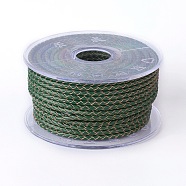 Braided Cowhide Cord, Leather Jewelry Cord, Jewelry DIY Making Material, Dark Green, 5mm, about 21.87 yards(20m)/roll(WL-I004-5mm-23)