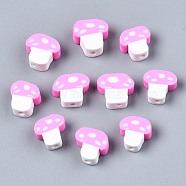 Handmade Polymer Clay Beads, Mushroom, Pearl Pink, 9~13x8.5~12x4~5mm, Hole: 1.8mm(X-CLAY-N011-016G)