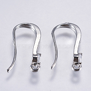 Brass Micro Pave Cubic Zirconia Earring Hooks, with Horizontal Loop, Lead Free & Cadmium Free, Platinum, 18.5x12x2mm, Hole: 1mm, 19 Gauge, Pin: 0.9mm(KK-F737-54P-RS)