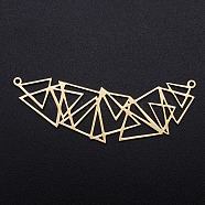 201 Stainless Steel Pendants, Filigree Joiners Findings, Laser Cut, Triangle, Golden, 22x60.5x1mm, Hole: 1.4mm(STAS-S105-JN916)