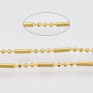 Brass Ball Chains, Ball & Bar Faceted Beaded Chains, Long-Lasting Plated, Soldered, with Spool, Cadmium Free & Nickel Free & Lead Free, Golden, 5.8x1.4mm and 1.4mm, about 301.83 Feet(92m)/roll(CHC-S008-008A-G)