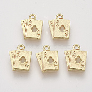 Brass Charms, Real 18K Gold Plated, Playing Card, 11x8.5x1.5mm, Hole: 1mm(X-KK-Q735-193G)
