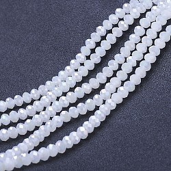 Electroplate Glass Beads Strands, Imitation Jade Beads, AB Color Plated, Faceted, Rondelle, Snow, 3.5~3.8x3mm, Hole: 0.4mm, about 113~115pcs/strand, 12.80~12.99 inch(32.5~33cm)(EGLA-A044-J3mm-B05)