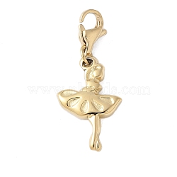 304 Stainless Steel Dancer Pendant Decoration, with Lobster Claw Clasps, PVD Vacuum Plating, Real 18K Gold Plated, 28.5mm(STAS-S165-28G)