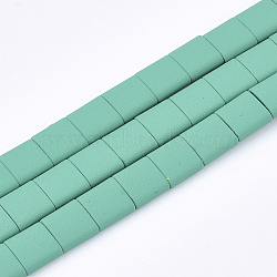Spray Painted Non-magnetic Synthetic Hematite Multi- Strand Links, For Tile Elastic Bracelets Making, Square, Medium Sea Green, 5x5x2mm, Hole: 0.5mm, about 75pcs/strand, 15.7 inch(G-T116-07-04)