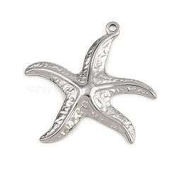 304 Stainless Steel Pendants, Ocean Theme, Starfish, 33x35x3.5mm, Hole: 1.8mm(STAS-C140-03E-P)