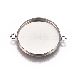 304 Stainless Steel Cabochon Connector Settings, Plain Edge Bezel Cups, Flat Round, Stainless Steel Color, Tray: 20mm, 27.5x21.8x2mm, Hole: 1.8mm(STAS-G127-14-20mm-P)
