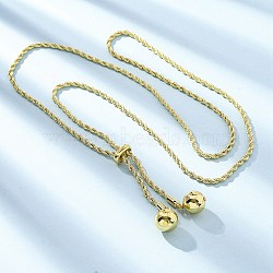 Round Brass Slider Lariat Necklaces for Women, Cadmium Free & Lead Free, Long-Lasting Plated, Rack Plating, Real 18K Gold Plated, 35.04 inch(89cm)(NJEW-G162-05G)