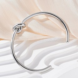 304 Stainless Steel Cuff Bangles for Women, Knot, Stainless Steel Color, 3/8 inch(1cm), Inner Diameter: 2-1/2x1-3/4 inch(6.2x4.6cm)(BJEW-C088-04P)