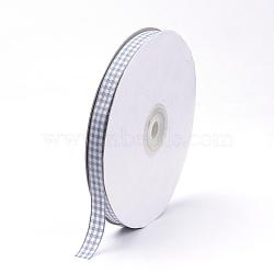 Polyester Ribbon, Tartan Ribbon, Dark Gray, 1/4 inch(6mm), about 50yards/roll(45.72m/roll)(SRIB-Q020-6mm-S025)