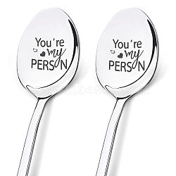 Stainless Steel Spoon, Word, 196x32mm, 2pcs/set(AJEW-WH0160-001)