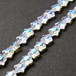 Transparent Glass Beads Strand, Star, Clear AB, 8~8.5x8~8.5x3.5~4mm, Hole: 1mm(X1-GLAA-F112-02I)