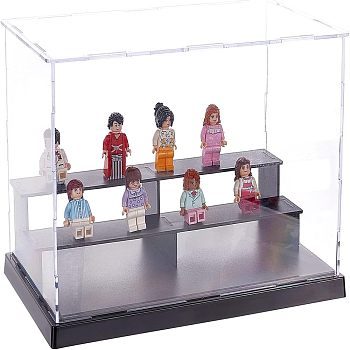 Assemble Acrylic Display Boxes, 2 Tiers, for Doll Model Display, Cuboid, Clear, Finished Product: 26x17x15.5cm, 11pcs/set