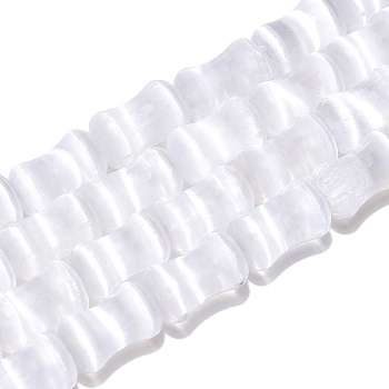 Dyed Natural Selenite Beads Strands, Bamboo Joint, WhiteSmoke, 12.5x7.5~8mm, Hole: 1~1.2mm, about 31pcs/strand, 15.35''(39cm)