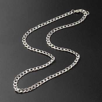 304 Stainless Steel Curb Chain Necklaces, Stainless Steel Color, 17.72 inch(450mm)