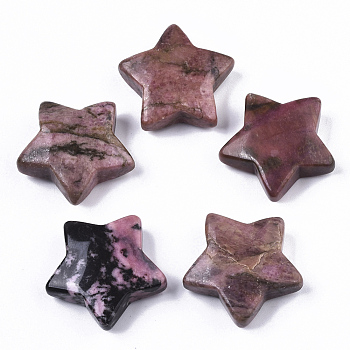 Natural Rhodonite Star Shaped Worry Stones, Pocket Stone for Witchcraft Meditation Balancing, 30x31x10mm