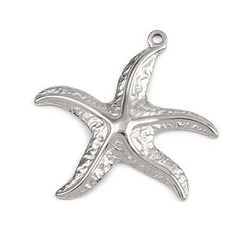 304 Stainless Steel Pendants, Ocean Theme, Starfish, 33x35x3.5mm, Hole: 1.8mm