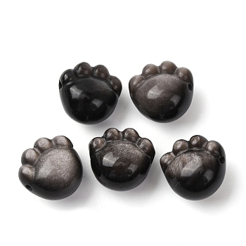 Natural Silver Obsidian Beads, Paw Print, 14.5~15x15.5x12mm, Hole: 1.2~1.4mm