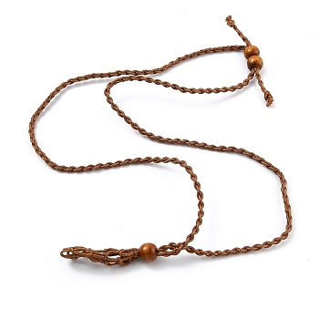 Necklace Makings, with Wax Cord and Wood Beads, Coconut Brown, 29-7/8 inch(76~81cm)