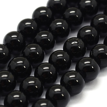 Natural Black Tourmaline Beads Strands, Grade A, Round, 6mm, Hole: 0.8mm, about 62pcs/strand, 15.7 inch(40cm)