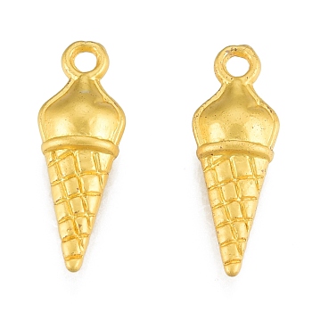 Alloy Pendants, Matte Style, Ice Cream Charms, Matte Gold Color, 21x7x4.5mm, Hole: 1.8mm