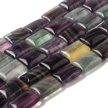 Natural Fluorite Beads Strands, Retangle, 18~18.2x13~13.5x6~6.5mm, Hole: 1~1.2mm, about 21pcs/strand, 14.84''~14.96''(37.7~38cm)