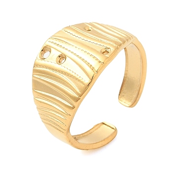 304 Stainless Steel Hollow Open Cuff Rings for Women, Real 18K Gold Plated, US Size 7 1/4(17.5mm)