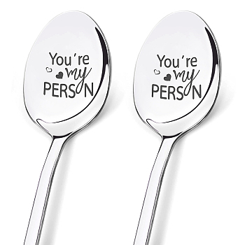 Stainless Steel Spoon, Word, 196x32mm, 2pcs/set
