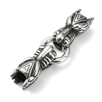 Tibetan Style 304 Stainless Steel Spring Gate Rings, Manual Polishing, Antique Silver, 60mm