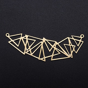 201 Stainless Steel Pendants, Filigree Joiners Findings, Laser Cut, Triangle, Golden, 22x60.5x1mm, Hole: 1.4mm