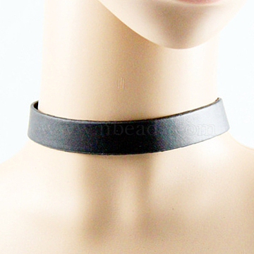 Leather Punk Rock Style Necklaces, with Alloy Findings, Black, 16.1 inches(NJEW-O053-07A)