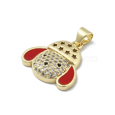 Brass Micro Pave Clear Cubic Zirconia Pendants(KK-A221-02C-G)-2