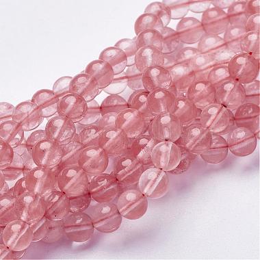 6mm Salmon Round Cherry Quartz Glass Beads