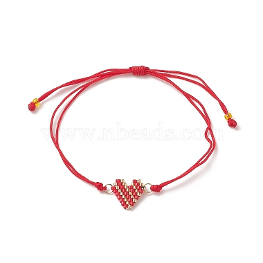 bracelets à maillons de coeur en graines japonaises faits à la main(BJEW-MZ00012)-2
