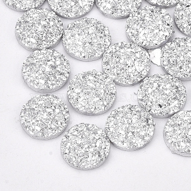 Silver Flat Round Resin Cabochons