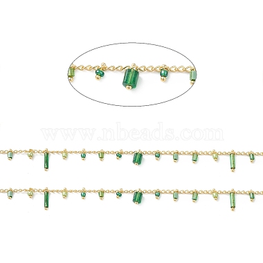 Brass Curb Chains with Glass Charms(CHS-P016-24G)-2