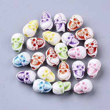 13mm Mixed Color Skull Acrylic Beads