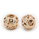 Brass Cubic Zirconia European Beads(ZIRC-F001-117RG)-1