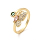 Красочное кольцо-манжета в форме бабочки из кубического циркония(RJEW-D076-07G)-3