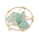 Natural Green Aventurine Nuggets Copper Wire Wrapped Flat Round Pendants(PALLOY-JF03038-04)-4