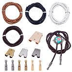 DIY Poirot Tie Accessories Kits, with Braided Cowhide Leather Cord and Alloy Cord Ends Finding, for Bolo Tie Making, Mixed Color, Alloy Cord Ends: 24.5x6mm, Hole: 5mm, 8pcs/set(DIY-NB0013-42)