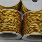 Polyester Elastic Cord, Round, Gold, 1mm, about 21.87 Yards(20m)/Roll(EW-CJC0001-01A)