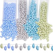 720~760Pcs 4 Colors 2-Hole Seed Beads, Czech Glass Beads, Oval, Mixed Color, 5x3~3.5x2.5~3mm, Hole: 0.5mm, about 180~190Pcs/color(SEED-CN0001-19B)