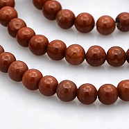 Round Natural Red Jasper Beads Strands, 4mm, Hole: 1mm, about 102pcs/strand, 15.7 inch(G-N0120-28-4mm)