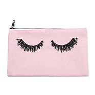 Rectangle Canvas Pen Case, Pen Holder Storage Bag, with Eyelash Pattern & Zipper, Pink, 190x115x3mm(AJEW-O030-02)