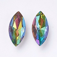 Imitation Austrian Crystal Glass Rhinestone, Grade A, Pointed Back & Back Plated, Horse Eye, Vitrail Medium, 6x3x2~2.5mm(RGLA-K007-3X6-001VM)