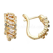 Cubic Zirconia Rectangle Hoop Earrings, Real 18K Gold Plated Brass Earrings for Women, Nickel Free, Clear, 17x16x8mm, Pin: 0.9mm(EJEW-N011-118A)