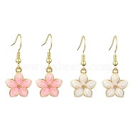 Flower Alloy Enamel Dangle Earrings for Women, Mixed Color, 33x14.5mm, 2pairs/set(EJEW-JE06156)