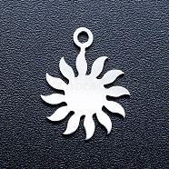 201 Stainless Steel Pendants, Stamping Blank Tag Charms, Sun, Stainless Steel Color, 16x12.5x1mm, Hole: 1.5mm(STAS-T046-JA347)
