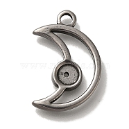 304 Stainless Steel Pendant Rhinestone Settings, Moon, Fit for 4mm Rhinestone, 20.5x15x12mm, Hole: 2mm(STAS-H223-01AS-03)